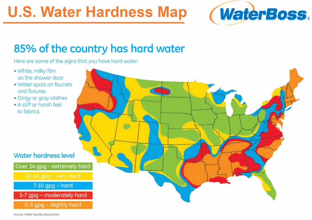 USA water hardness chart